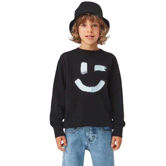 NWOT MOLO Sweatshirt Boys 14Y Black Embroidery-Smiley-Face 'Be